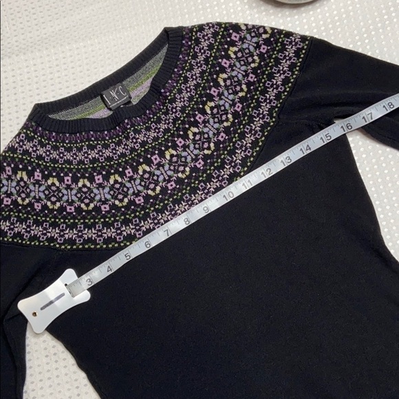 INC INTERNATIONAL CONCEPTS INC Black Sweater with Needlepoint Design on Top - Picture 3 of 6